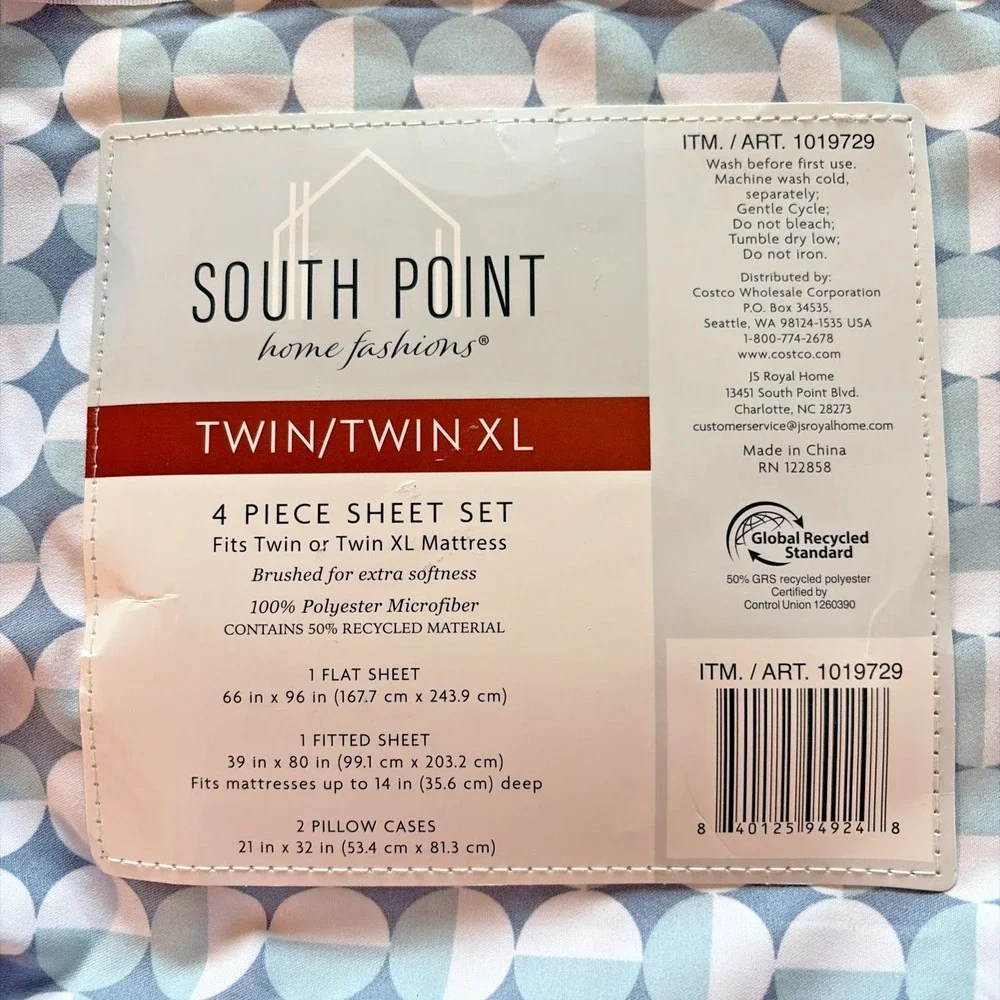 South Point Home Fashions 4 PC Microfiber Sheet Set in Twin / Twin XL - Dorm Set